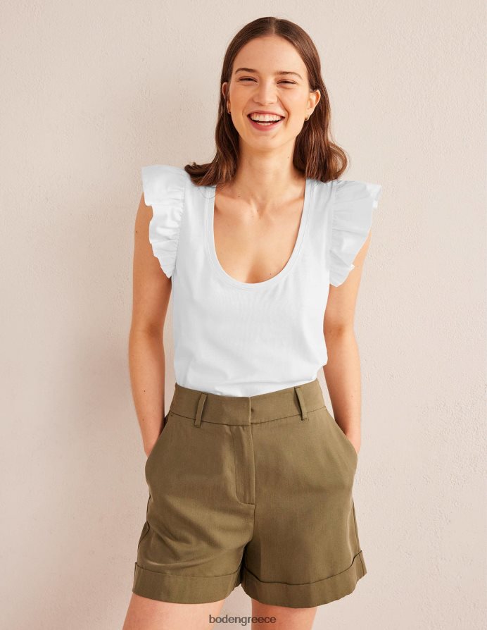 άσπρο είδη ένδυσης σέσουλα μπροστινό υφαντό μίγμα κορυφής Boden γυναίκες 464PH82206