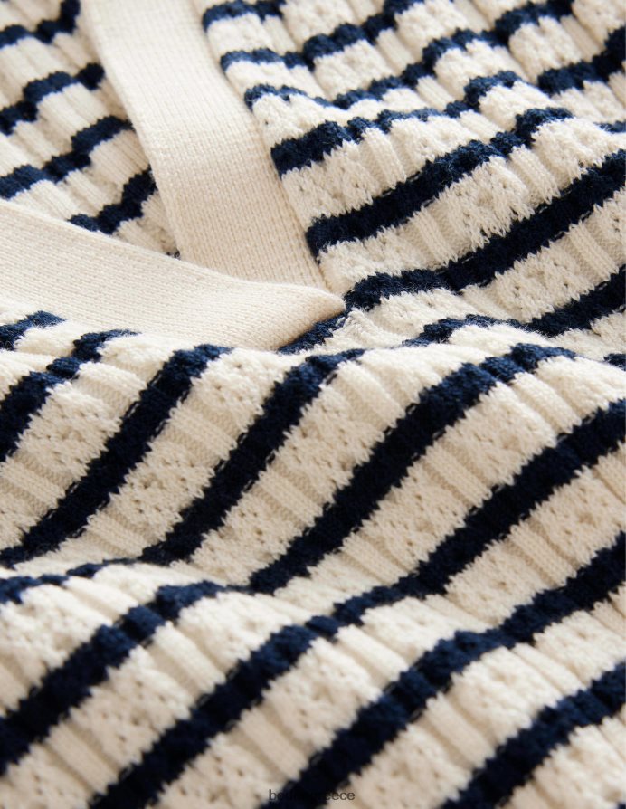 ιβουάρ & ναυτική ρίγα είδη ένδυσης μπλούζα με γιακά με ραβδώσεις Boden γυναίκες 464PH82221