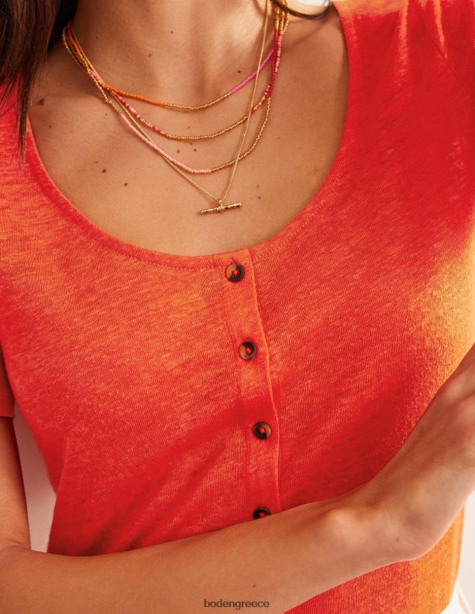 αίμα πορτοκαλί είδη ένδυσης λινό μπλουζάκι με λαιμόκοψη Boden γυναίκες 464PH82275