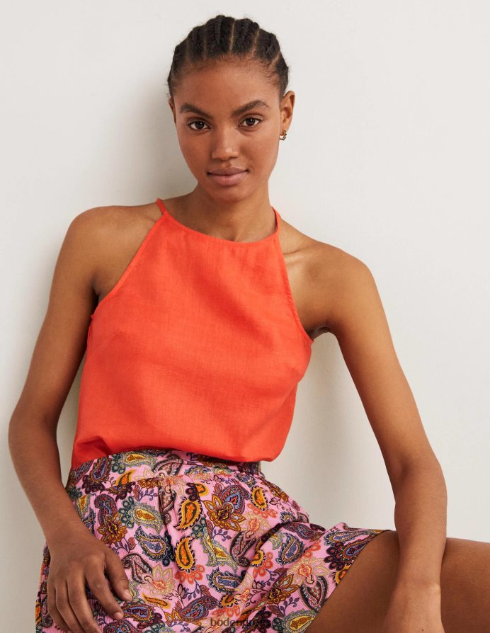 πορτοκαλί τίγρη είδη ένδυσης λινό μπλουζάκι με τιράντες Boden γυναίκες 464PH82399