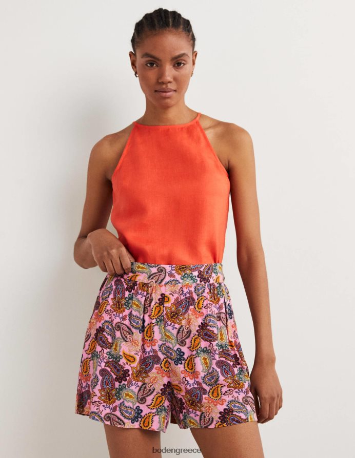 πορτοκαλί τίγρη είδη ένδυσης λινό μπλουζάκι με τιράντες Boden γυναίκες 464PH82399