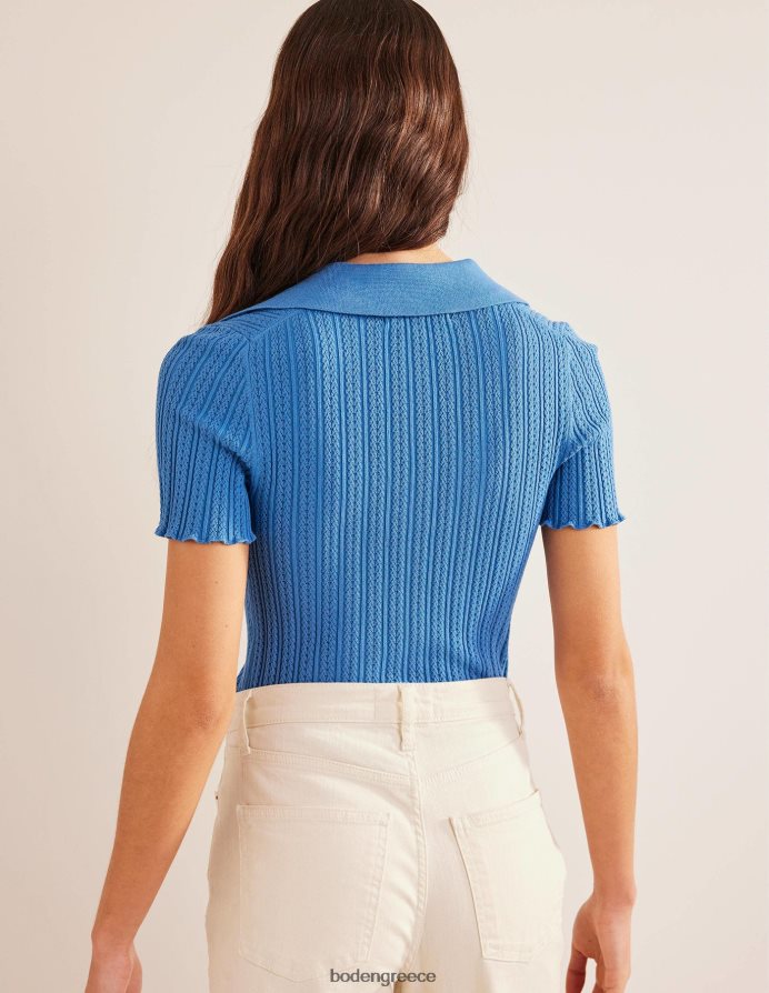 μπλε πορσελάνη είδη ένδυσης μπλούζα με γιακά με ραβδώσεις Boden γυναίκες 464PH82433