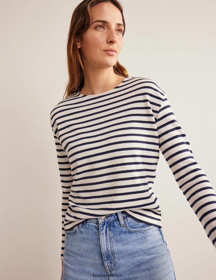 ιβουάρ/ναυτικό & στολισμένο είδη ένδυσης στολισμένος ώμος βρετονικό Boden γυναίκες 464PH82445