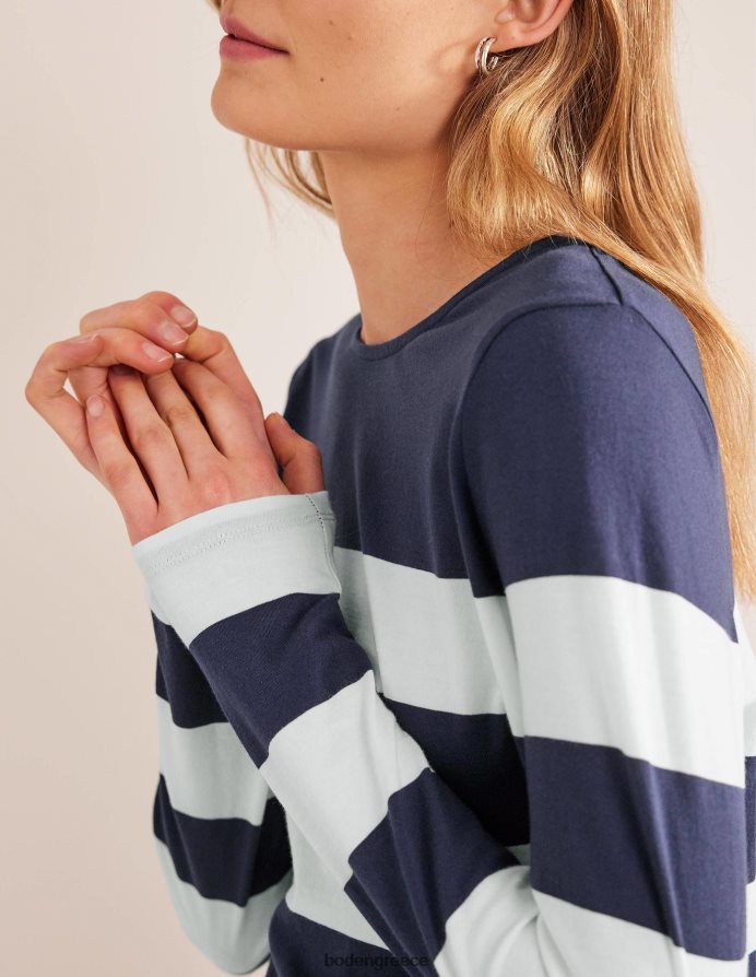 ναυτική/ιβουάρ φαρδιά ρίγα είδη ένδυσης μακρύ μανίκι βρετονικό Boden γυναίκες 464PH82446