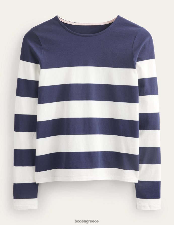 ναυτική/ιβουάρ φαρδιά ρίγα είδη ένδυσης μακρύ μανίκι βρετονικό Boden γυναίκες 464PH82446