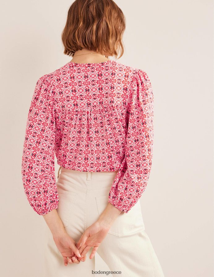 κόκκινο κεραμίδι γεω είδη ένδυσης εμπριμέ με εγκοπή στο λαιμό Boden γυναίκες 464PH82519