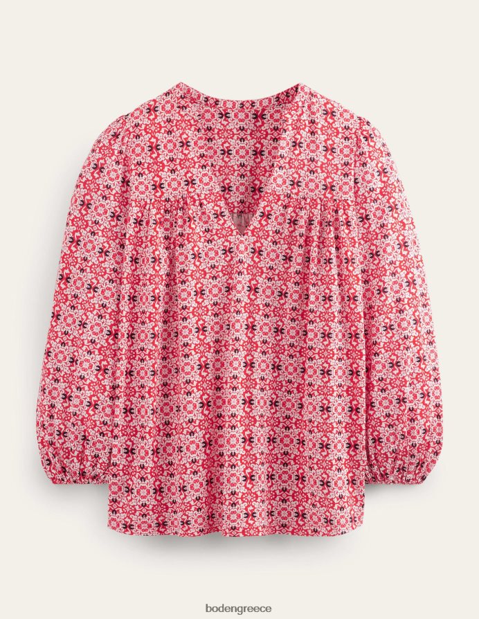 κόκκινο κεραμίδι γεω είδη ένδυσης εμπριμέ με εγκοπή στο λαιμό Boden γυναίκες 464PH82519