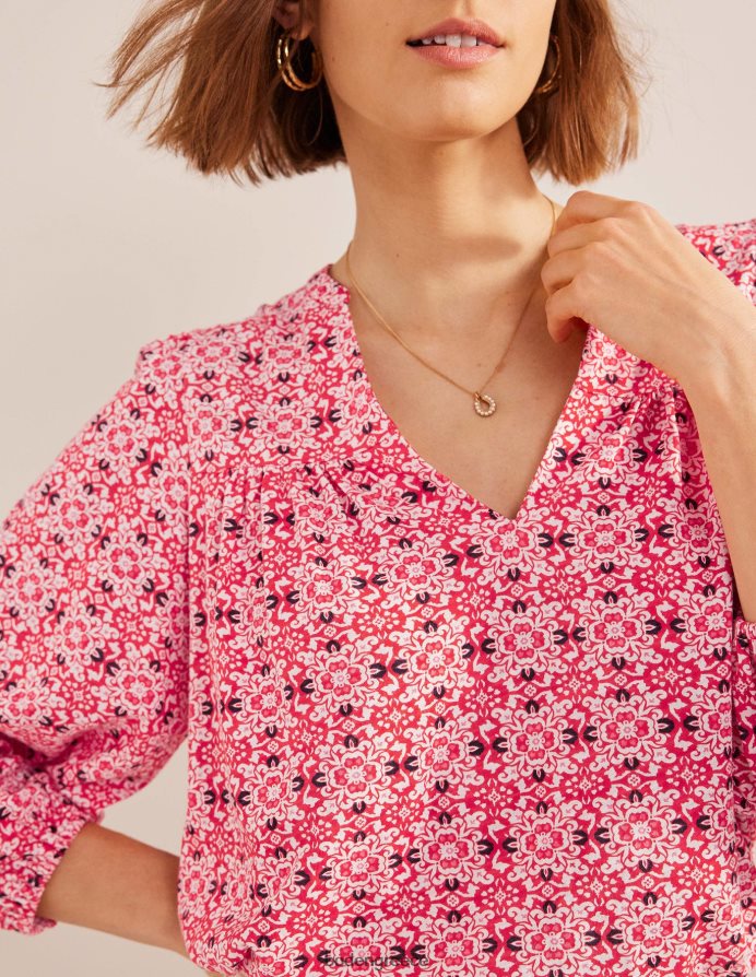 κόκκινο κεραμίδι γεω είδη ένδυσης εμπριμέ με εγκοπή στο λαιμό Boden γυναίκες 464PH82519