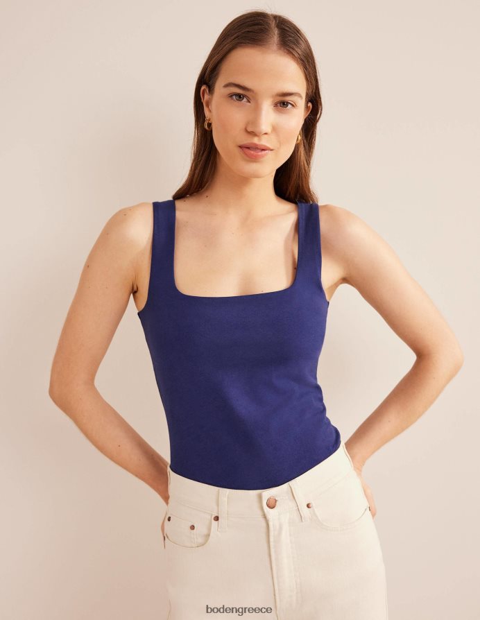 κυανούν χρώμα είδη ένδυσης γιλέκο διπλής στρώσης με τετράγωνο λαιμό Boden γυναίκες 464PH82530