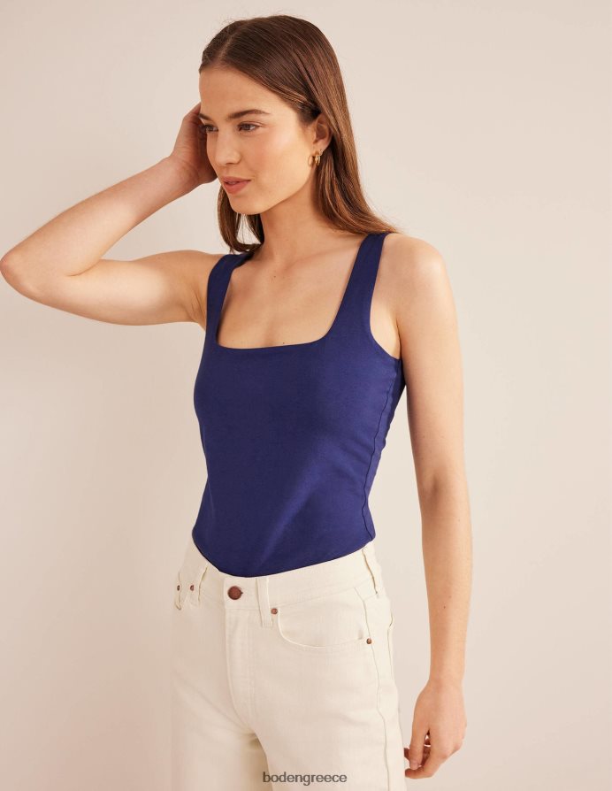 κυανούν χρώμα είδη ένδυσης γιλέκο διπλής στρώσης με τετράγωνο λαιμό Boden γυναίκες 464PH82530