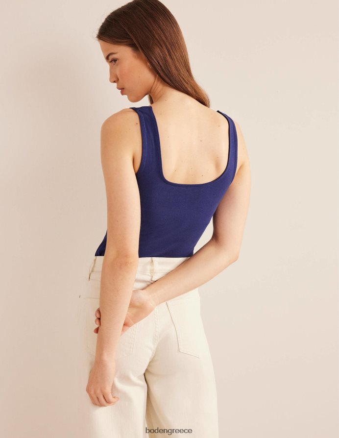 κυανούν χρώμα είδη ένδυσης γιλέκο διπλής στρώσης με τετράγωνο λαιμό Boden γυναίκες 464PH82530