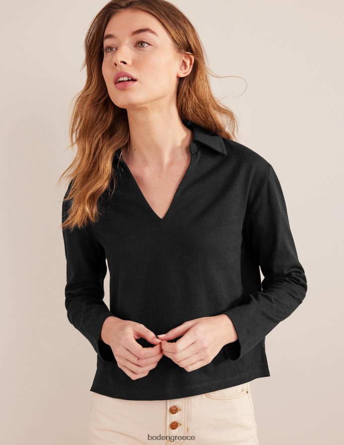 μαύρος είδη ένδυσης ριγέ γιακά με εγκοπή Boden γυναίκες 464PH82531