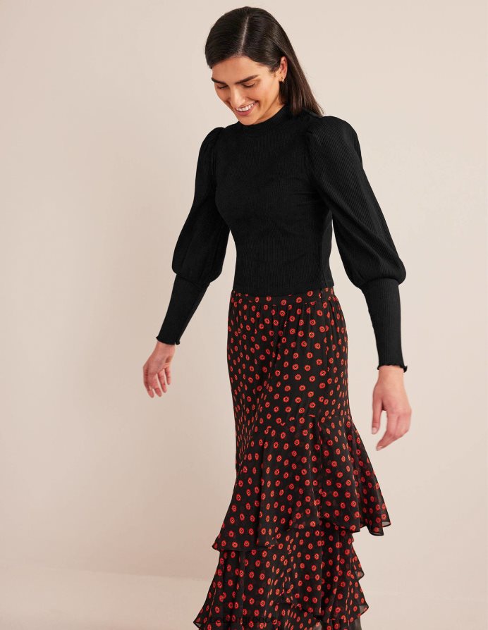 μαύρος είδη ένδυσης λεπτομέρεια στο μανίκι με ραβδώσεις Boden γυναίκες 464PH82591