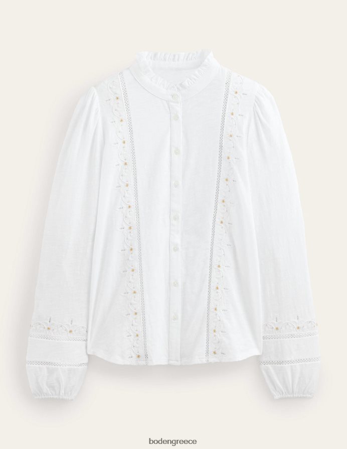 άσπρο είδη ένδυσης κεντημένο πουκάμισο ζέρσεϊ Boden γυναίκες 464PH8596