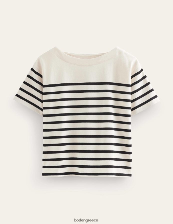 ιβουάρ/μαύρη ρίγα είδη ένδυσης μπλουζάκι με ριγέ λαιμόκοψη Boden γυναίκες 464PH8944