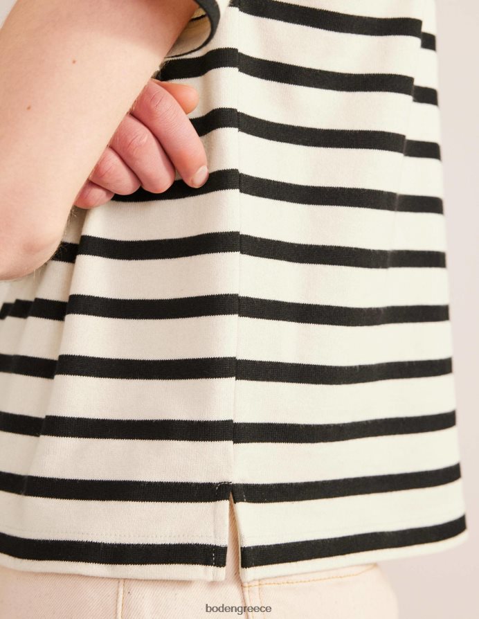 ιβουάρ/μαύρη ρίγα είδη ένδυσης μπλουζάκι με ριγέ λαιμόκοψη Boden γυναίκες 464PH8944