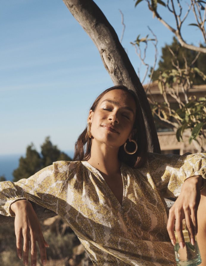 στεφάνι ανανά & βοτανικό είδη ένδυσης εμπριμέ με λαιμόκοψη αστραφτερή μπλούζα Boden γυναίκες 464PH898