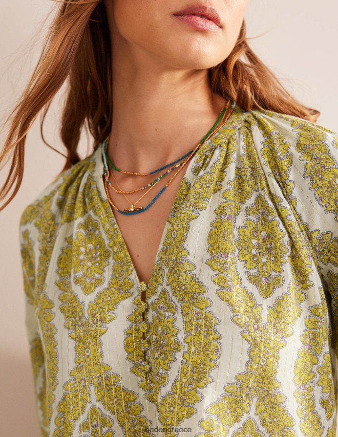 στεφάνι ανανά & βοτανικό είδη ένδυσης εμπριμέ με λαιμόκοψη αστραφτερή μπλούζα Boden γυναίκες 464PH898