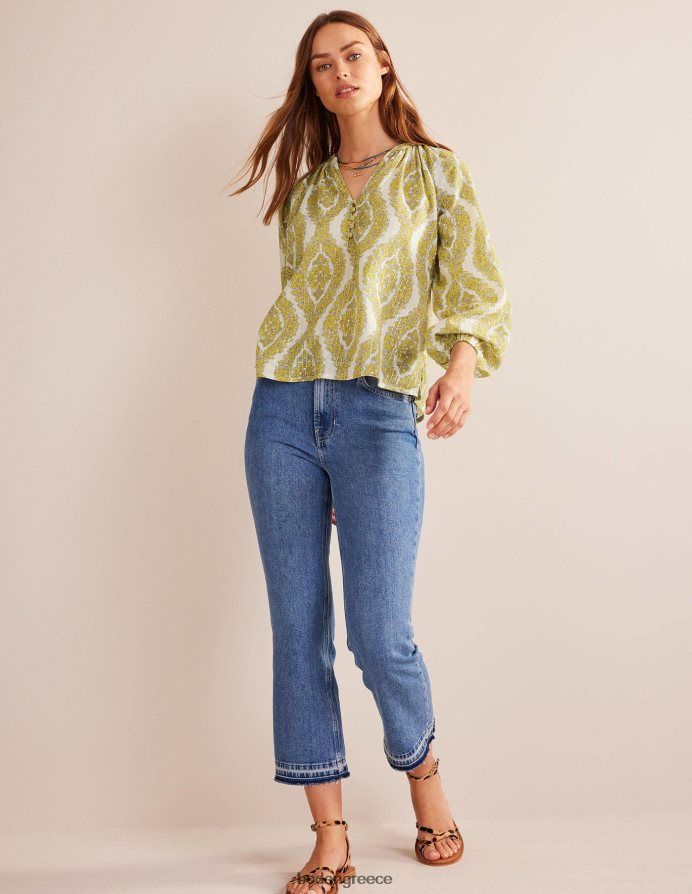 στεφάνι ανανά & βοτανικό είδη ένδυσης εμπριμέ με λαιμόκοψη αστραφτερή μπλούζα Boden γυναίκες 464PH898