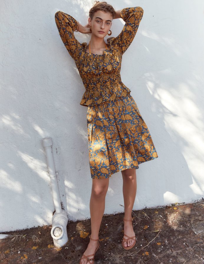 Harvest Gold & Paisley βεράντα είδη ένδυσης μπλούζα με ρουφηχτή μέση Boden γυναίκες 464PH81536