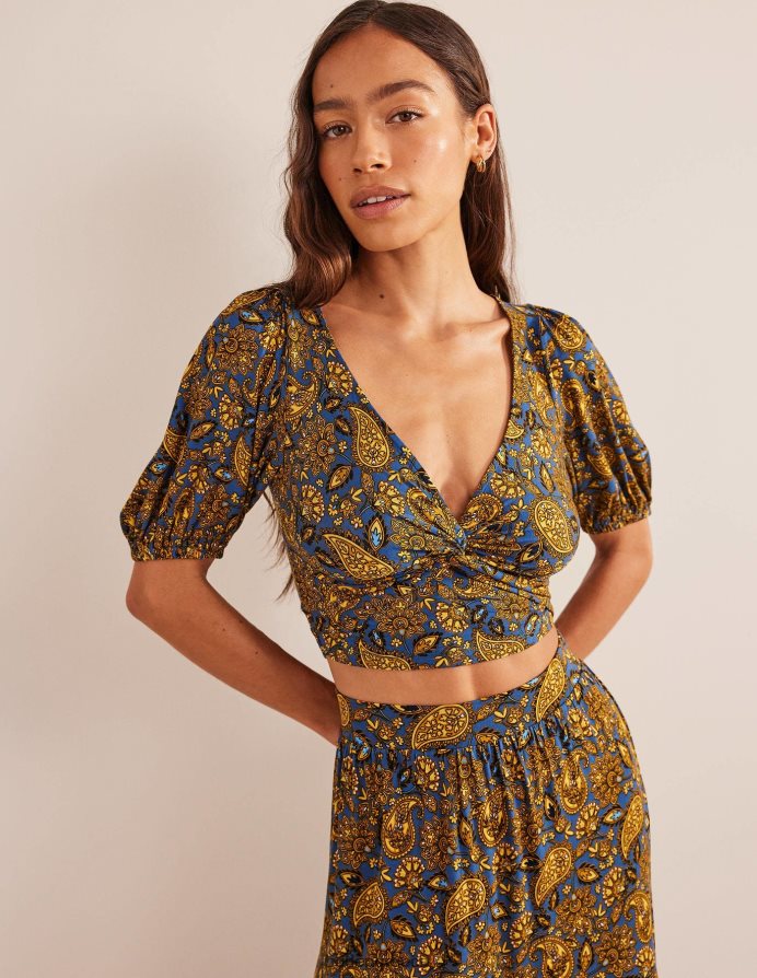 Harvest Gold & Paisley βεράντα είδη ένδυσης cropped twist λεπτομέρεια επάνω Boden γυναίκες 464PH81535