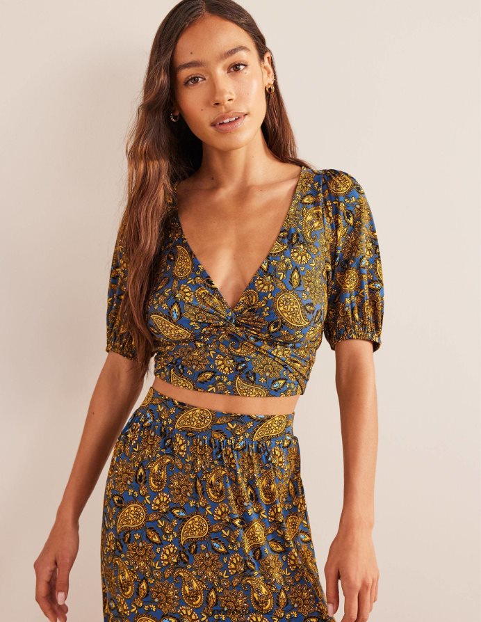 Harvest Gold & Paisley βεράντα είδη ένδυσης cropped twist λεπτομέρεια επάνω Boden γυναίκες 464PH81535
