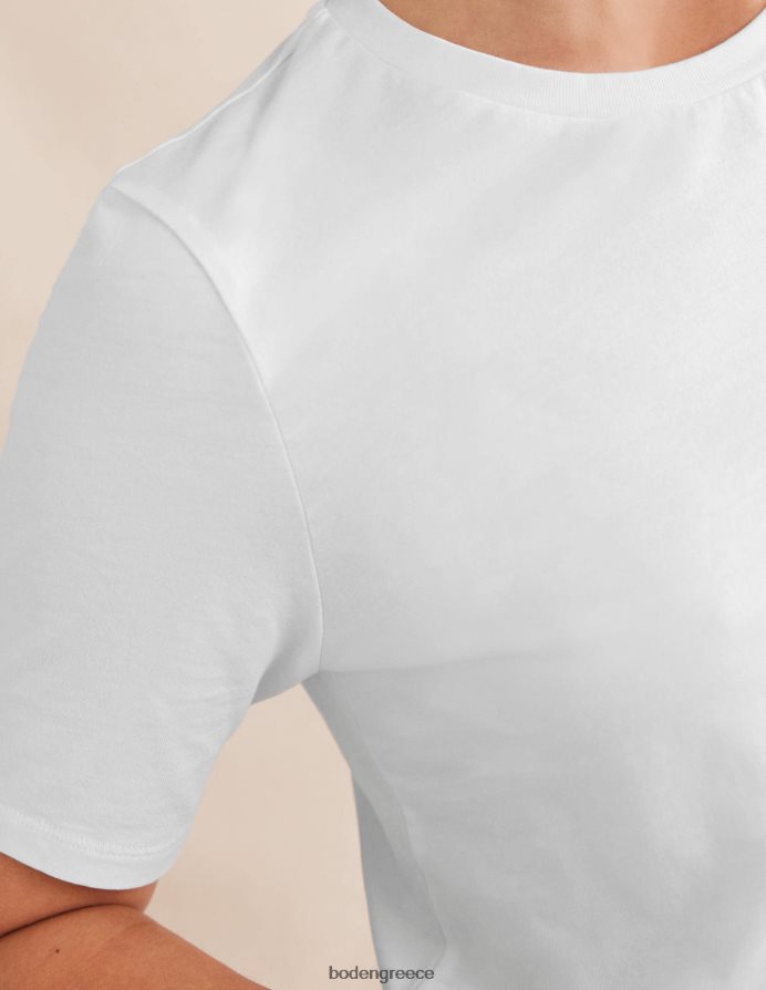 άσπρο είδη ένδυσης T-shirt με λαιμόκοψη από καθαρό βαμβάκι Boden γυναίκες 464PH81575