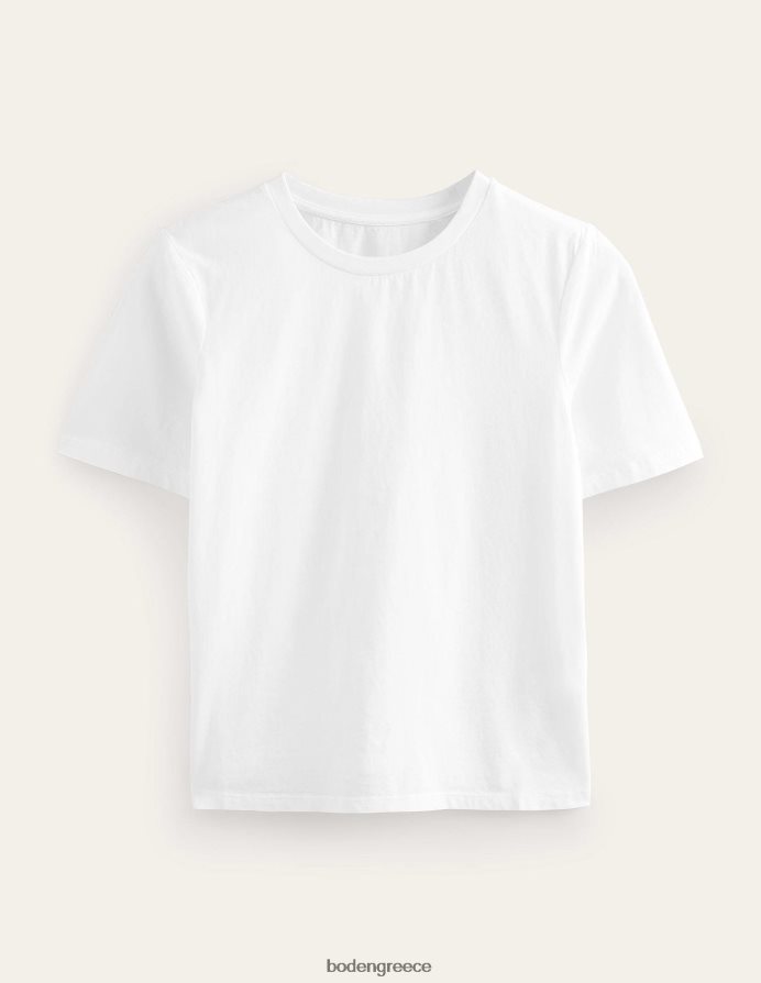 άσπρο είδη ένδυσης T-shirt με λαιμόκοψη από καθαρό βαμβάκι Boden γυναίκες 464PH81575