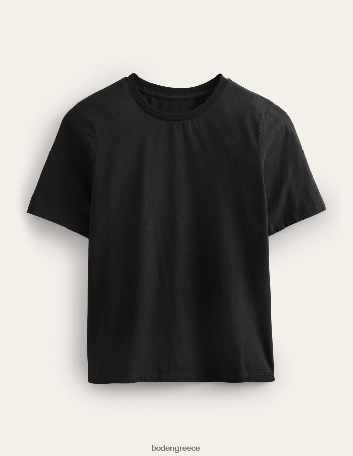 μαύρος είδη ένδυσης T-shirt με λαιμόκοψη από καθαρό βαμβάκι Boden γυναίκες 464PH81811