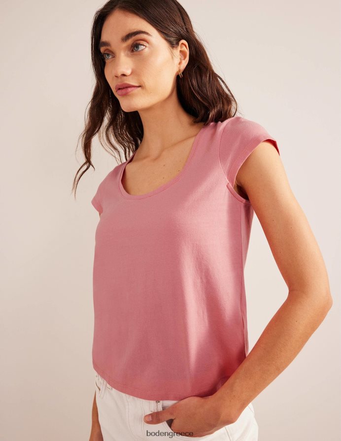 σορμπέ ροδάκινο είδη ένδυσης T-shirt με λαιμόκοψη από καθαρό βαμβάκι Boden γυναίκες 464PH81895