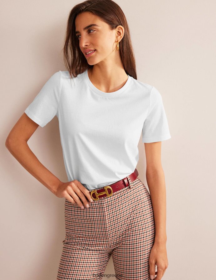 άσπρο είδη ένδυσης T-shirt από καθαρό βαμβάκι Boden γυναίκες 464PH8190