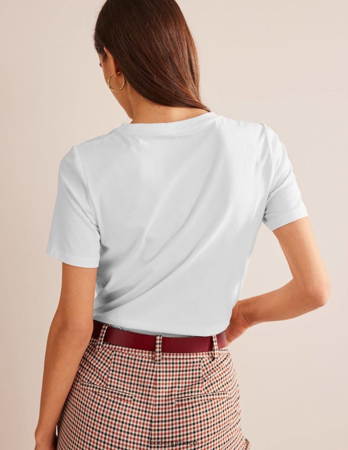 άσπρο είδη ένδυσης T-shirt από καθαρό βαμβάκι Boden γυναίκες 464PH8190