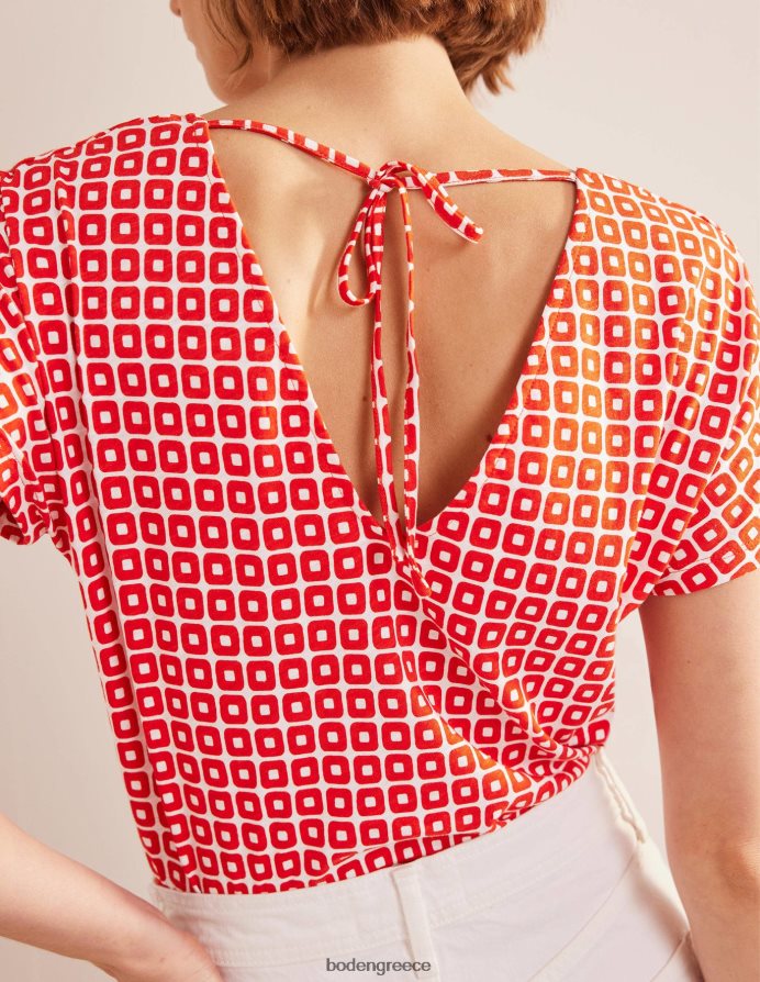 κύβος Vermillion είδη ένδυσης μπλουζάκι με γραβάτα Boden γυναίκες 464PH81524