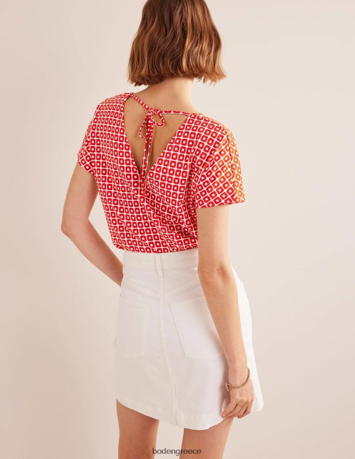 κύβος Vermillion είδη ένδυσης μπλουζάκι με γραβάτα Boden γυναίκες 464PH81524