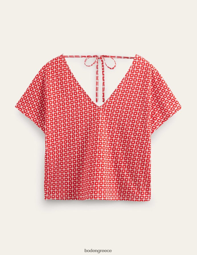 κύβος Vermillion είδη ένδυσης μπλουζάκι με γραβάτα Boden γυναίκες 464PH81524