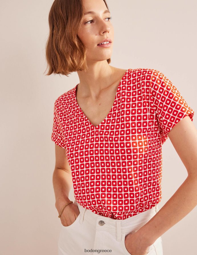 κύβος Vermillion είδη ένδυσης μπλουζάκι με γραβάτα Boden γυναίκες 464PH81524