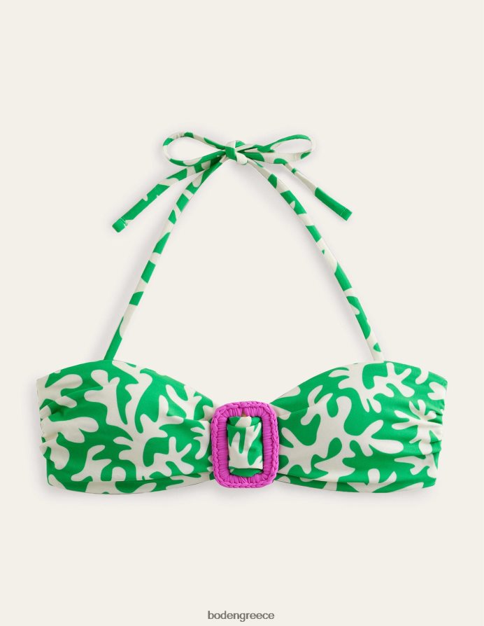 πράσινο & αφηρημένο φύλλωμα είδη ένδυσης τυλίξτε πόρπη bandeau top Boden γυναίκες 464PH81630