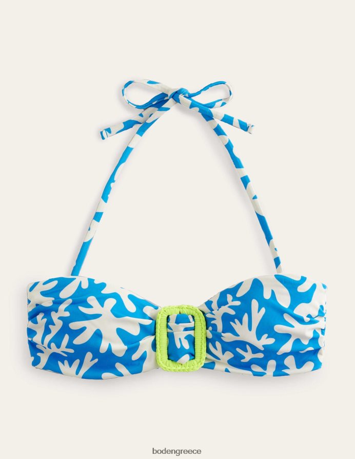 μπλε & αφηρημένο φύλλωμα είδη ένδυσης τυλίξτε πόρπη bandeau top Boden γυναίκες 464PH81905