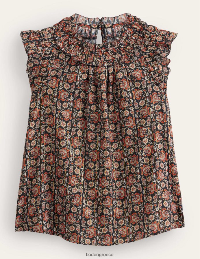 black & block paisley είδη ένδυσης αμάνικο μπλουζάκι με λεπτομέρεια Boden γυναίκες 464PH81336