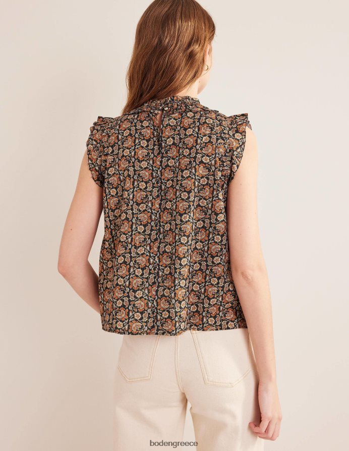 black & block paisley είδη ένδυσης αμάνικο μπλουζάκι με λεπτομέρεια Boden γυναίκες 464PH81336