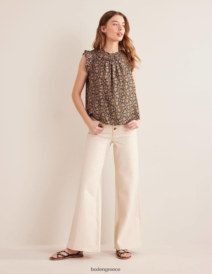 black & block paisley είδη ένδυσης αμάνικο μπλουζάκι με λεπτομέρεια Boden γυναίκες 464PH81336