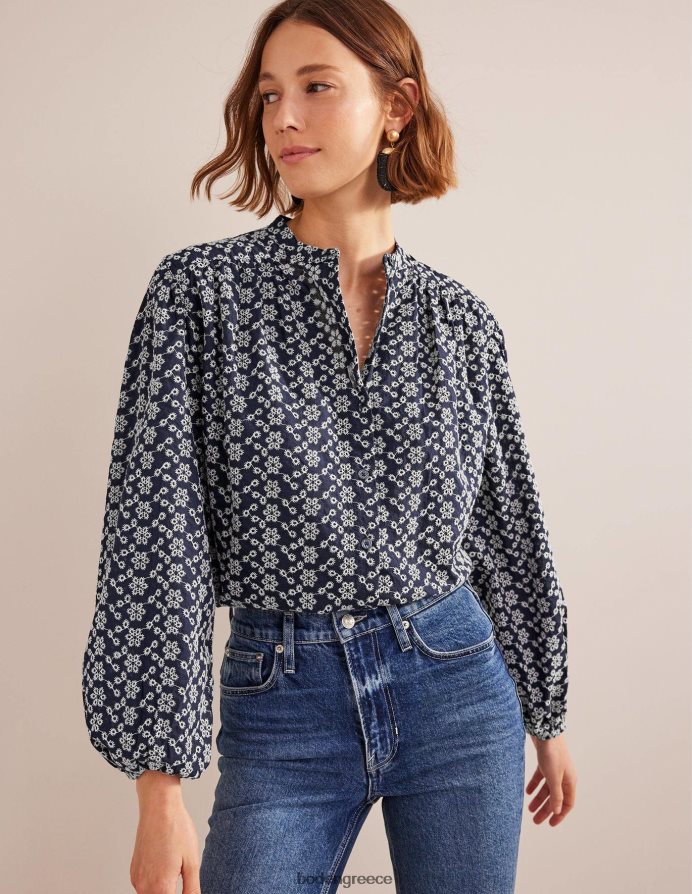 ναυτικό broderie είδη ένδυσης υπερμεγέθη πουκάμισο broderie Boden γυναίκες 464PH8590