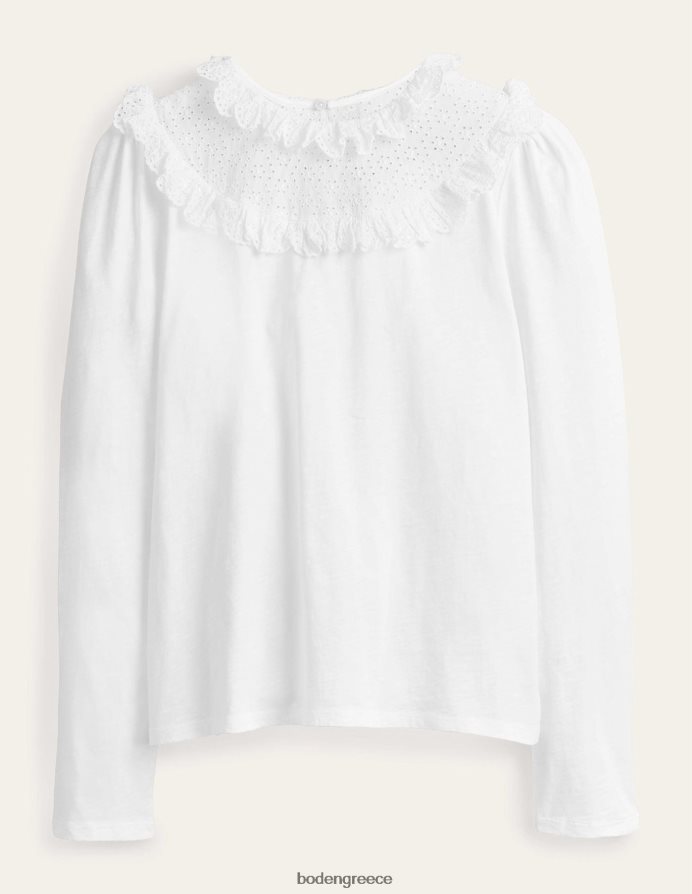 άσπρο είδη ένδυσης broderie yoke frill top Boden γυναίκες 464PH82174