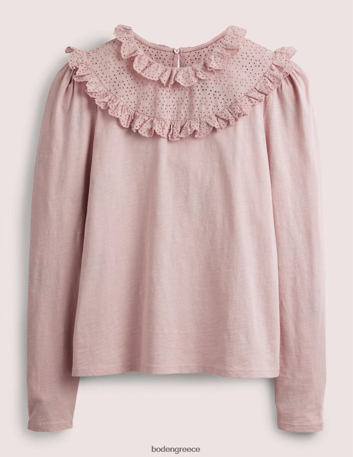 μιλκσέικ ροζ είδη ένδυσης broderie yoke frill top Boden γυναίκες 464PH82579