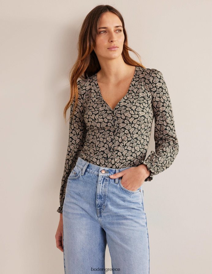 cavelo nero & paisley pop είδη ένδυσης κουμπί μπροστά με λαιμόκοψη v Boden γυναίκες 464PH82262