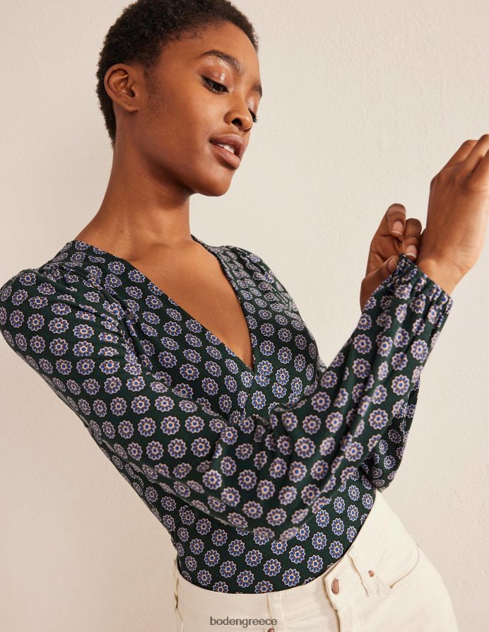 chatsworth green & sunflower είδη ένδυσης Τοπ με λαιμόκοψη v Boden γυναίκες 464PH81525