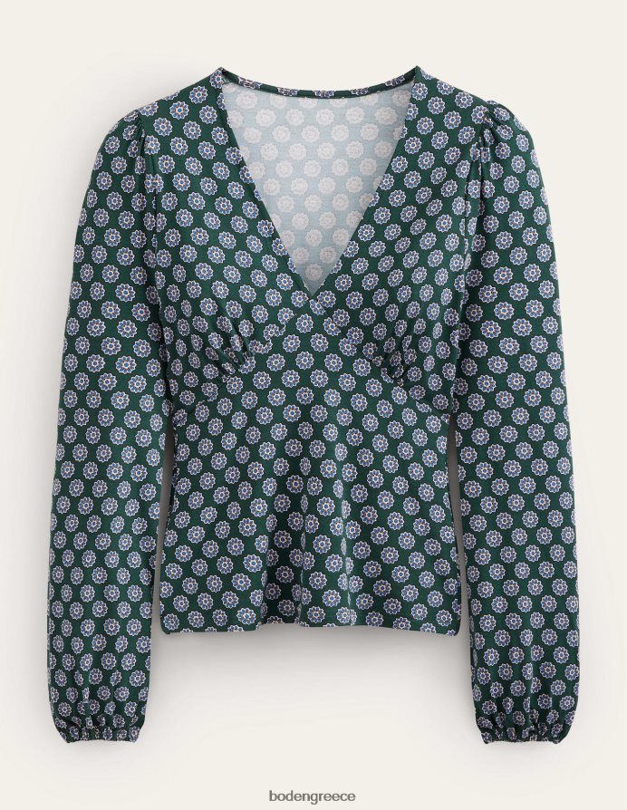 chatsworth green & sunflower είδη ένδυσης Τοπ με λαιμόκοψη v Boden γυναίκες 464PH81525