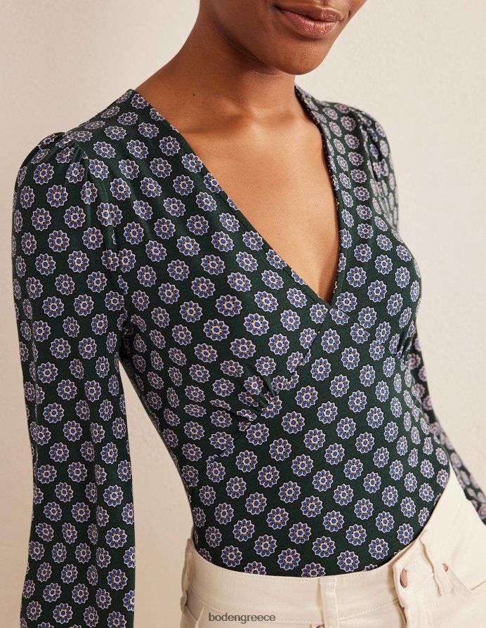 chatsworth green & sunflower είδη ένδυσης Τοπ με λαιμόκοψη v Boden γυναίκες 464PH81525