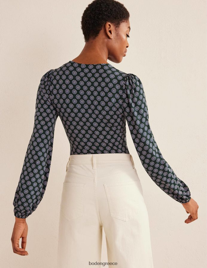 chatsworth green & sunflower είδη ένδυσης Τοπ με λαιμόκοψη v Boden γυναίκες 464PH81525