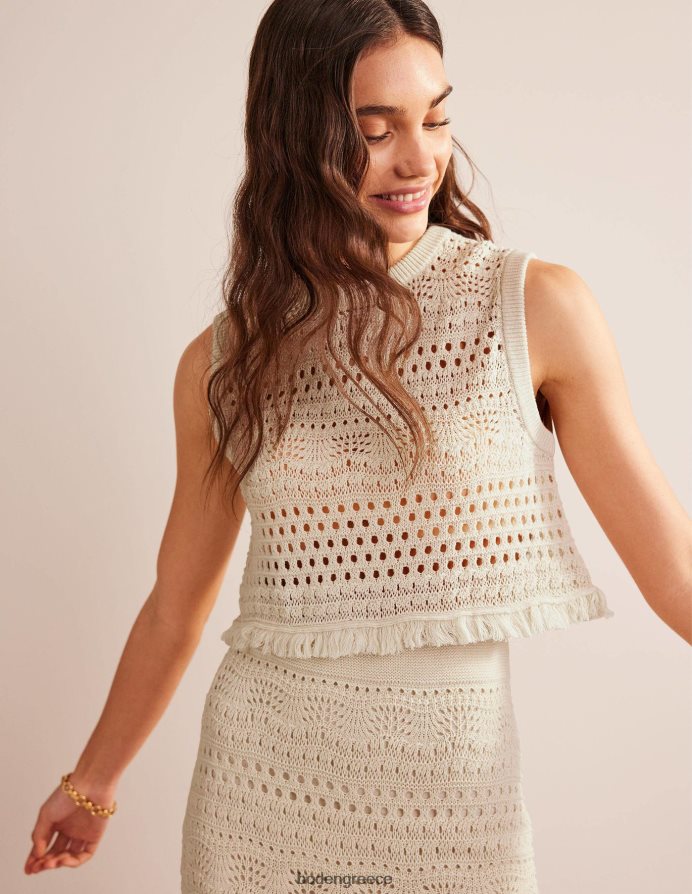 ζεστό ελεφαντόδοντο είδη ένδυσης δεξαμενή croched κροσέ Boden γυναίκες 464PH8934